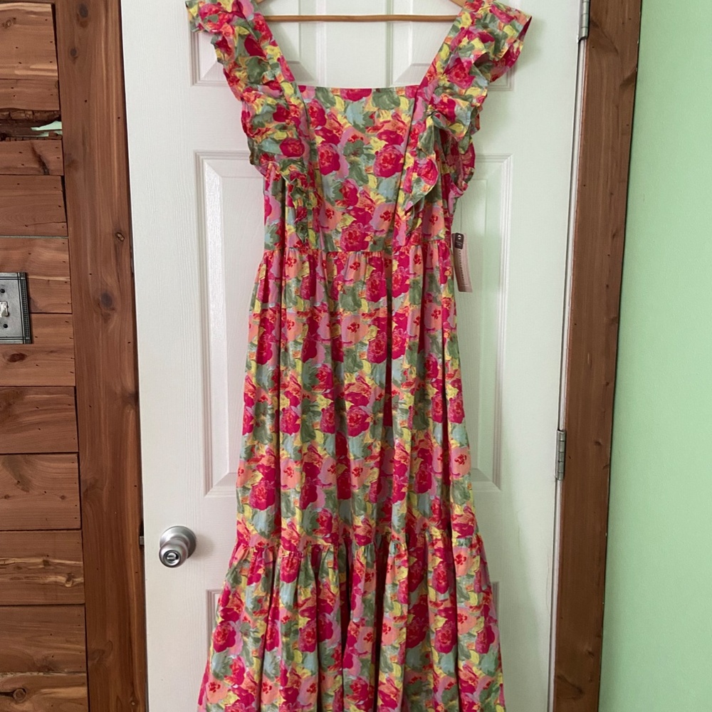 NWT Peyton & Parker pink floral smock dress with low tie back